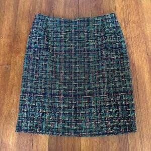 Blue and Green Tweed Pencil Skirt